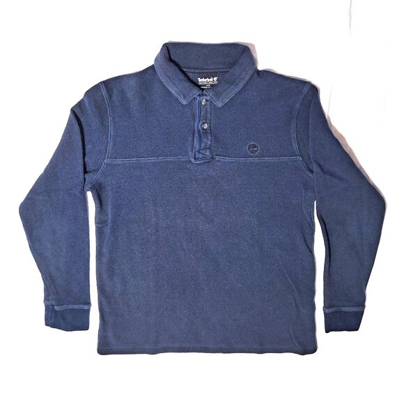 TIMBERLAND Mens Sweatshirt Medium Jumper Cotton Pullover Sweater Navy Vintage - Picture 1 of 6
